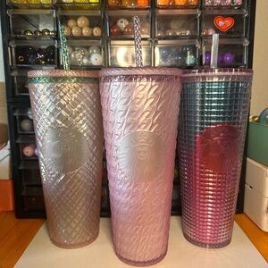 Starbucks Pink and Iridescent Tumbler Trio